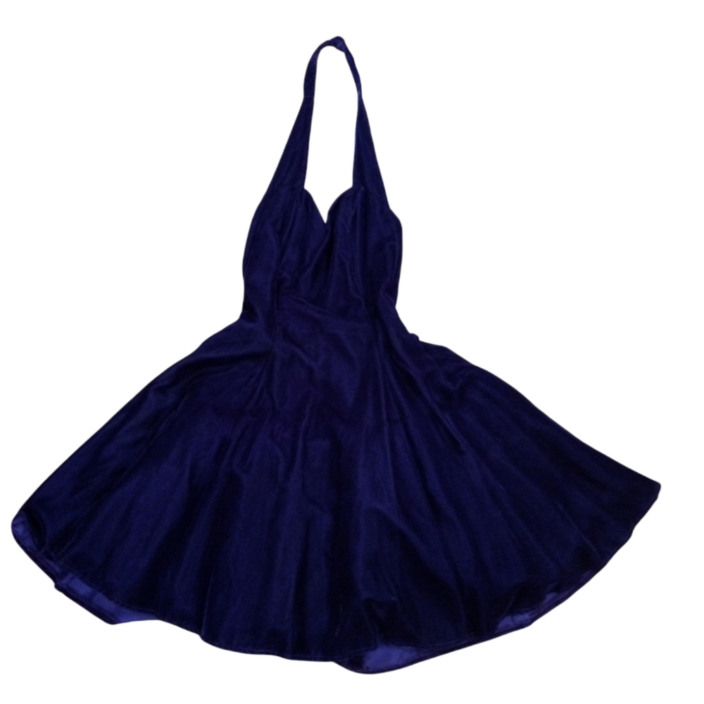 Vintage purple halter velvet dress size 3/4